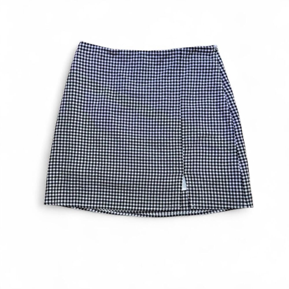 black and white gingham mini skirt